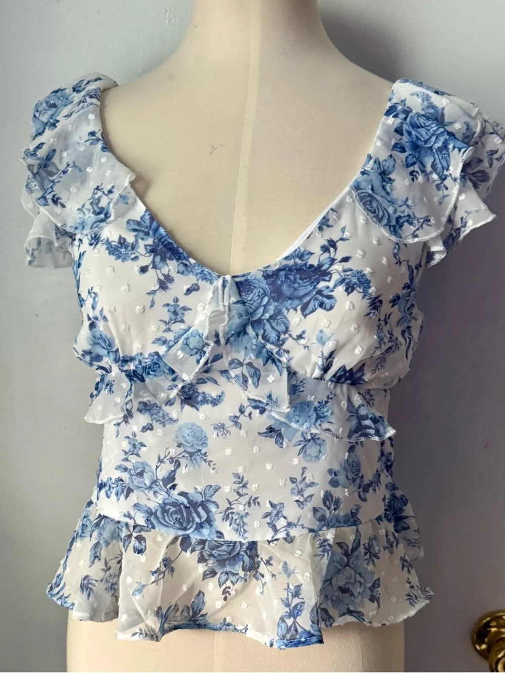 Dylan Ryan Blue Floral Ruffle Two-Piece Set - Picture 7 of 16